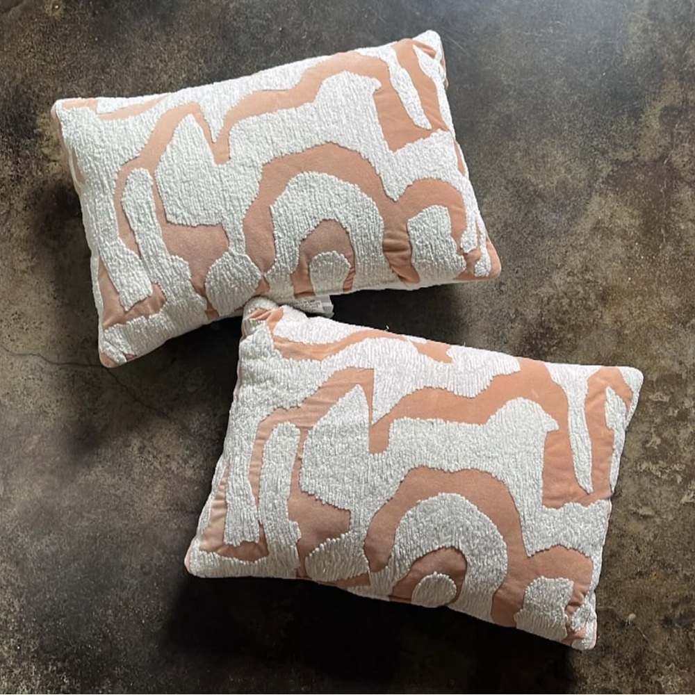 Threshold Dusty Pink and White Abstract Throw Pillows